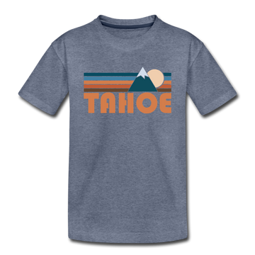 Tahoe, California Toddler T-Shirt - Retro Mountain Tahoe Toddler Tee - heather blue