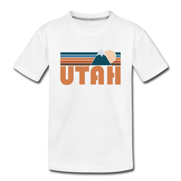 Utah Toddler T-Shirt - Retro Mountain Utah Toddler Tee - white