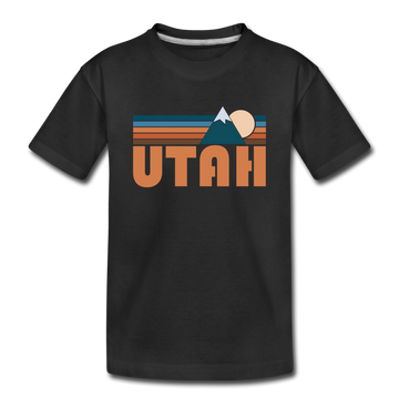Utah Toddler T-Shirt - Retro Mountain Utah Toddler Tee - black