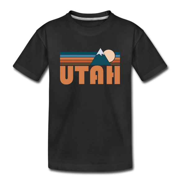 Utah Toddler T-Shirt - Retro Mountain Utah Toddler Tee - black
