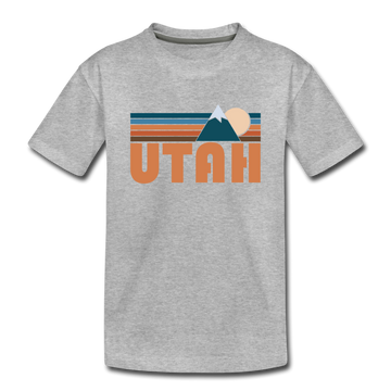Utah Toddler T-Shirt - Retro Mountain Utah Toddler Tee - heather gray