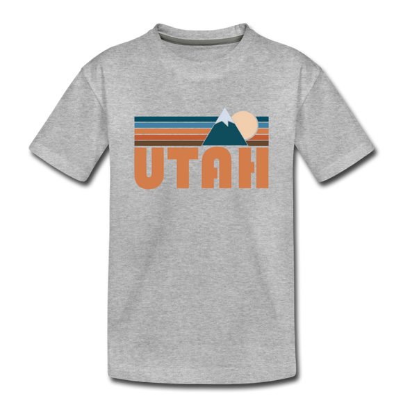 Utah Toddler T-Shirt - Retro Mountain Utah Toddler Tee - heather gray
