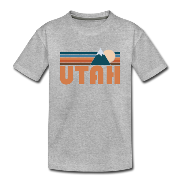 Utah Toddler T-Shirt - Retro Mountain Utah Toddler Tee - heather gray