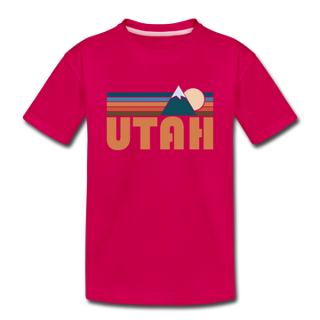 Utah Toddler T-Shirt - Retro Mountain Utah Toddler Tee - dark pink