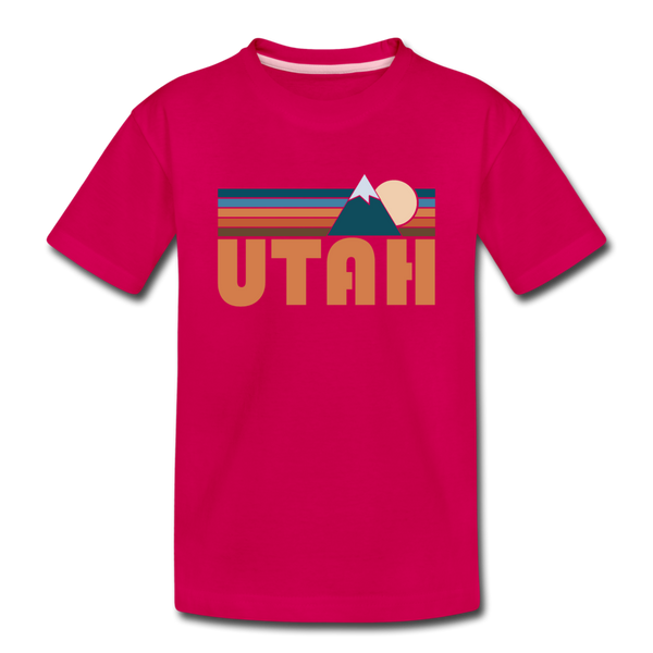 Utah Toddler T-Shirt - Retro Mountain Utah Toddler Tee - dark pink