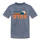 Utah Toddler T-Shirt - Retro Mountain Utah Toddler Tee - heather blue