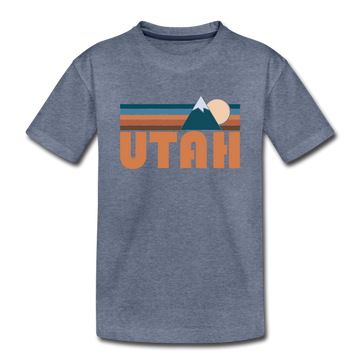 Utah Toddler T-Shirt - Retro Mountain Utah Toddler Tee - heather blue