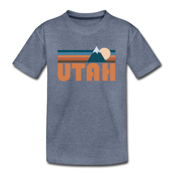 Utah Toddler T-Shirt - Retro Mountain Utah Toddler Tee - heather blue