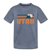 Utah Toddler T-Shirt - Retro Mountain Utah Toddler Tee - heather blue