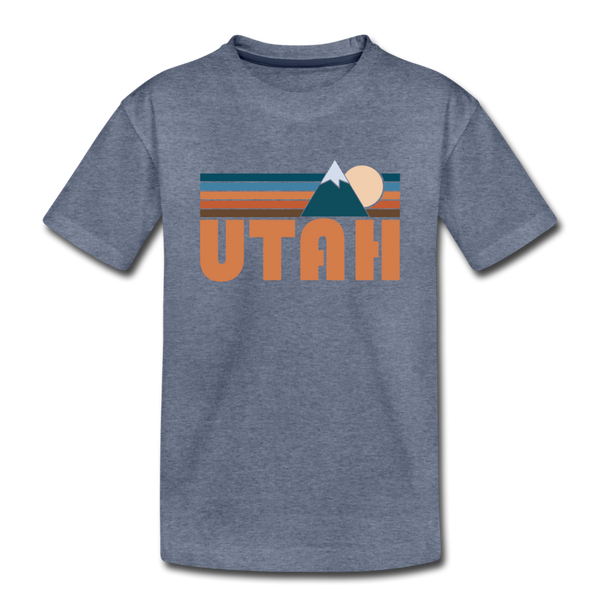 Utah Toddler T-Shirt - Retro Mountain Utah Toddler Tee - heather blue