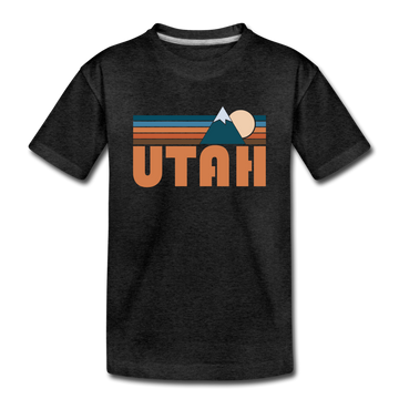 Utah Toddler T-Shirt - Retro Mountain Utah Toddler Tee - charcoal gray