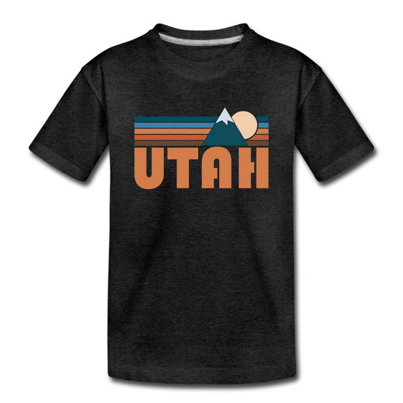 Utah Toddler T-Shirt - Retro Mountain Utah Toddler Tee - charcoal gray