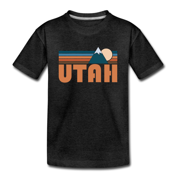 Utah Toddler T-Shirt - Retro Mountain Utah Toddler Tee - charcoal gray