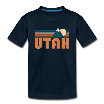 Utah Toddler T-Shirt - Retro Mountain Utah Toddler Tee - deep navy