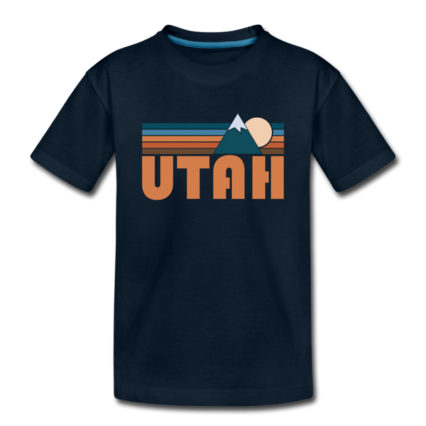 Utah Toddler T-Shirt - Retro Mountain Utah Toddler Tee - deep navy