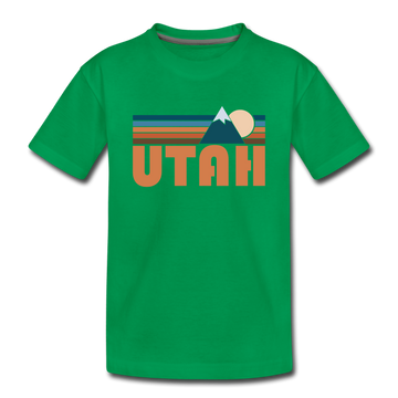 Utah Toddler T-Shirt - Retro Mountain Utah Toddler Tee - kelly green