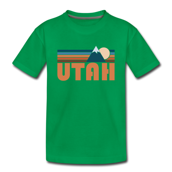 Utah Toddler T-Shirt - Retro Mountain Utah Toddler Tee - kelly green