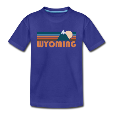 Wyoming Toddler T-Shirt - Retro Mountain Wyoming Toddler Tee - royal blue