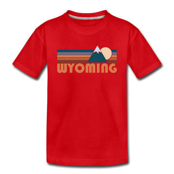 Wyoming Toddler T-Shirt - Retro Mountain Wyoming Toddler Tee - red