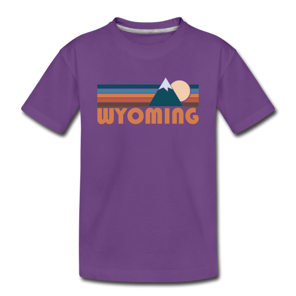 Wyoming Toddler T-Shirt - Retro Mountain Wyoming Toddler Tee - purple