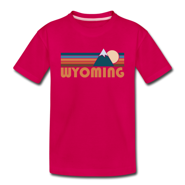 Wyoming Toddler T-Shirt - Retro Mountain Wyoming Toddler Tee - dark pink