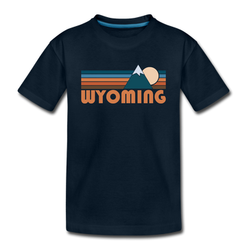 Wyoming Toddler T-Shirt - Retro Mountain Wyoming Toddler Tee - deep navy
