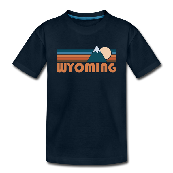 Wyoming Toddler T-Shirt - Retro Mountain Wyoming Toddler Tee - deep navy