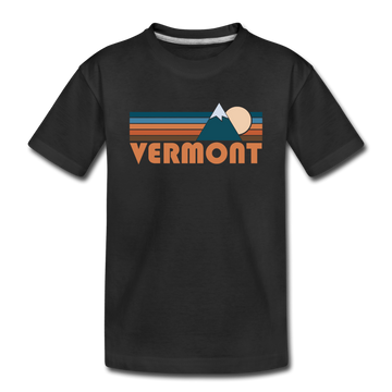 Vermont Toddler T-Shirt - Retro Mountain Vermont Toddler Tee - black