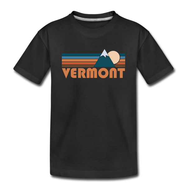 Vermont Toddler T-Shirt - Retro Mountain Vermont Toddler Tee - black