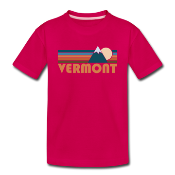Vermont Toddler T-Shirt - Retro Mountain Vermont Toddler Tee - dark pink