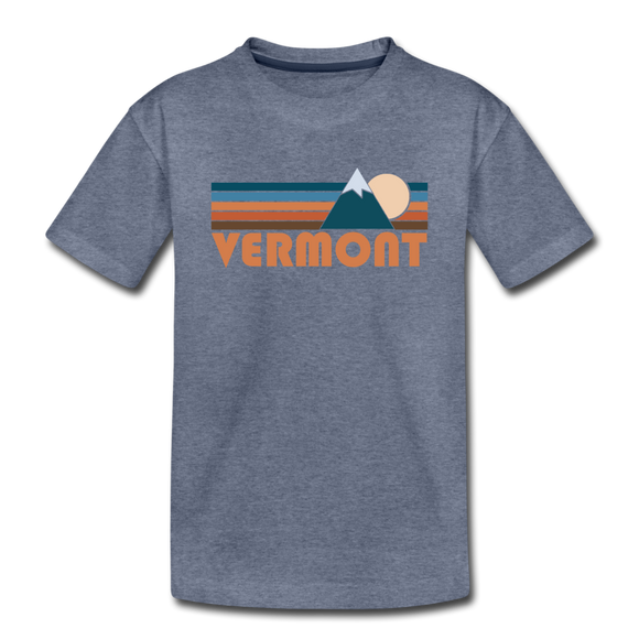 Vermont Toddler T-Shirt - Retro Mountain Vermont Toddler Tee - heather blue