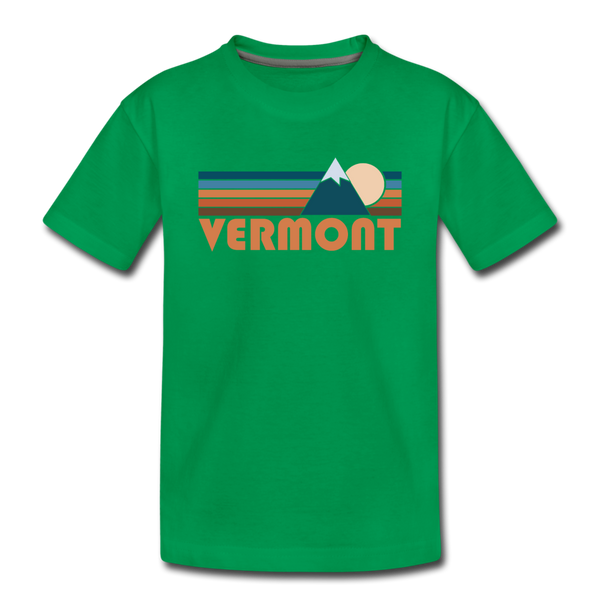 Vermont Toddler T-Shirt - Retro Mountain Vermont Toddler Tee - kelly green