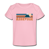 Asheville, North Carolina Baby T-Shirt - Organic Retro Mountain Asheville Infant T-Shirt - light pink