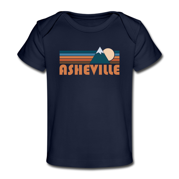 Asheville, North Carolina Baby T-Shirt - Organic Retro Mountain Asheville Infant T-Shirt - dark navy