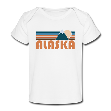 Alaska Baby T-Shirt - Organic Retro Mountain Alaska Infant T-Shirt - white
