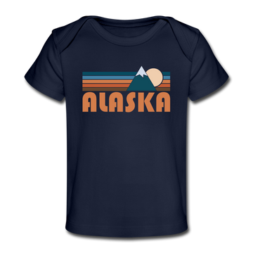 Alaska Baby T-Shirt - Organic Retro Mountain Alaska Infant T-Shirt - dark navy