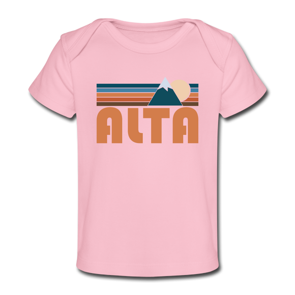 Alta, Utah Baby T-Shirt - Organic Retro Mountain Alta Infant T-Shirt - light pink