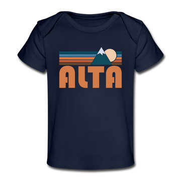 Alta, Utah Baby T-Shirt - Organic Retro Mountain Alta Infant T-Shirt - dark navy