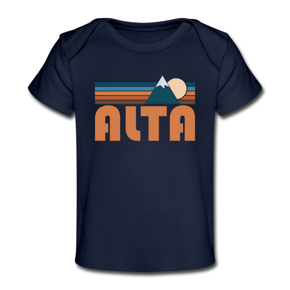 Alta, Utah Baby T-Shirt - Organic Retro Mountain Alta Infant T-Shirt - dark navy