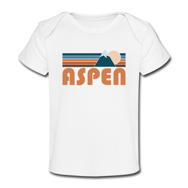 Aspen, Colorado Baby T-Shirt - Organic Retro Mountain Aspen Infant T-Shirt - white