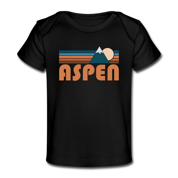 Aspen, Colorado Baby T-Shirt - Organic Retro Mountain Aspen Infant T-Shirt - black