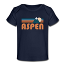Aspen, Colorado Baby T-Shirt - Organic Retro Mountain Aspen Infant T-Shirt - dark navy