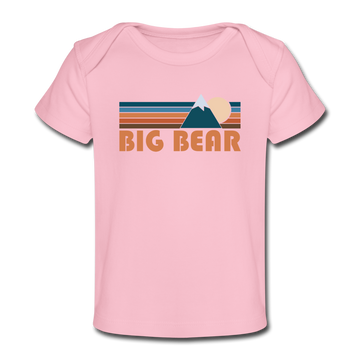 Big Bear, California Baby T-Shirt - Organic Retro Mountain Big Bear Infant T-Shirt - light pink