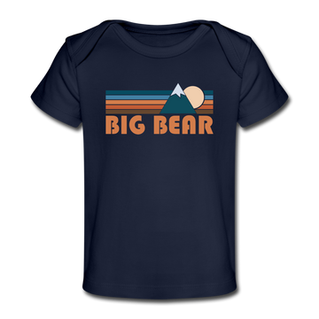 Big Bear, California Baby T-Shirt - Organic Retro Mountain Big Bear Infant T-Shirt - dark navy