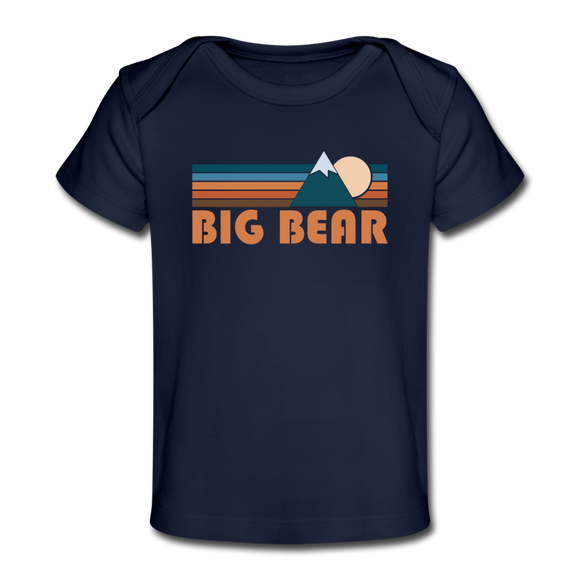 Big Bear, California Baby T-Shirt - Organic Retro Mountain Big Bear Infant T-Shirt - dark navy