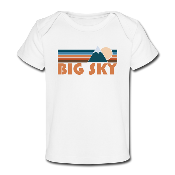 Big Sky, Montana Baby T-Shirt - Organic Retro Mountain Big Sky Infant T-Shirt - white