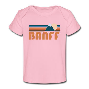 Banff, Canada Baby T-Shirt - Organic Retro Mountain Banff Infant T-Shirt - light pink