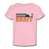 Banff, Canada Baby T-Shirt - Organic Retro Mountain Banff Infant T-Shirt - light pink