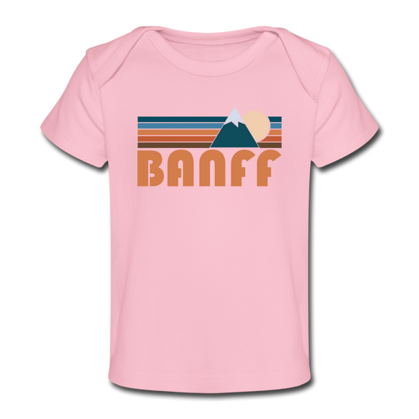 Banff, Canada Baby T-Shirt - Organic Retro Mountain Banff Infant T-Shirt - light pink