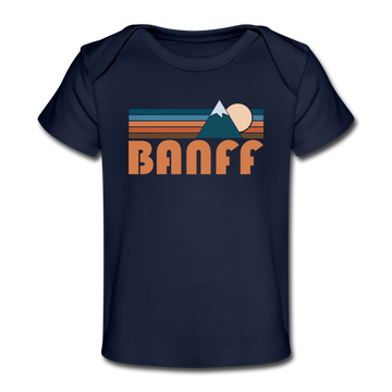 Banff, Canada Baby T-Shirt - Organic Retro Mountain Banff Infant T-Shirt - dark navy